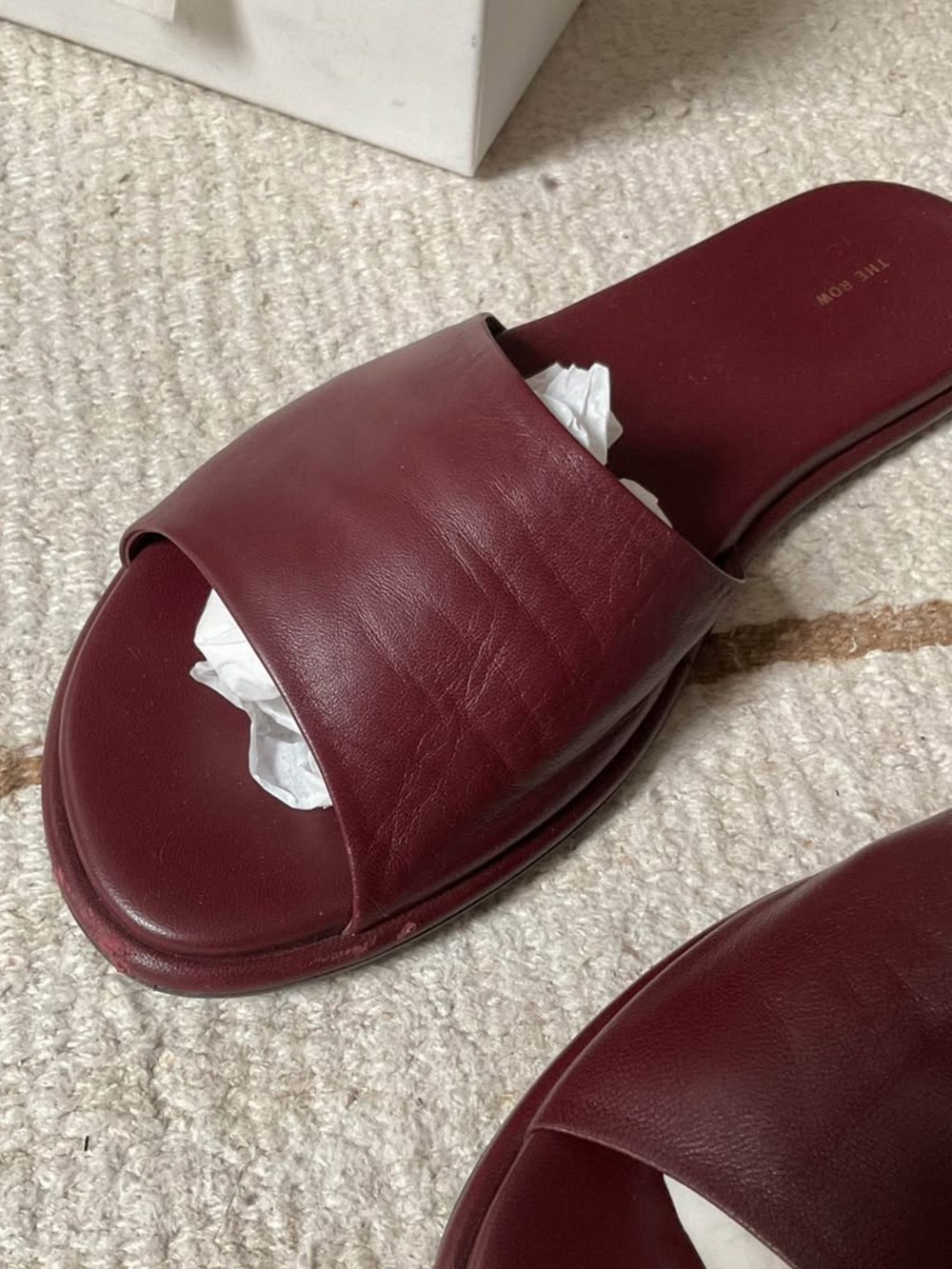 The Row Burgundy Leather Slide Mules - Picture 4 of 5